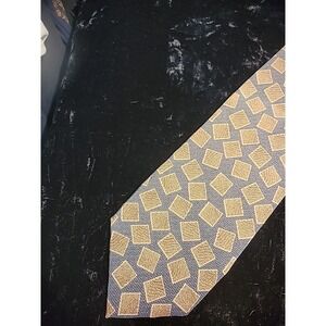 Vintage JT Beckett Mens Neck Tie Gray Tan Brown Geometric Silk Italy Profession